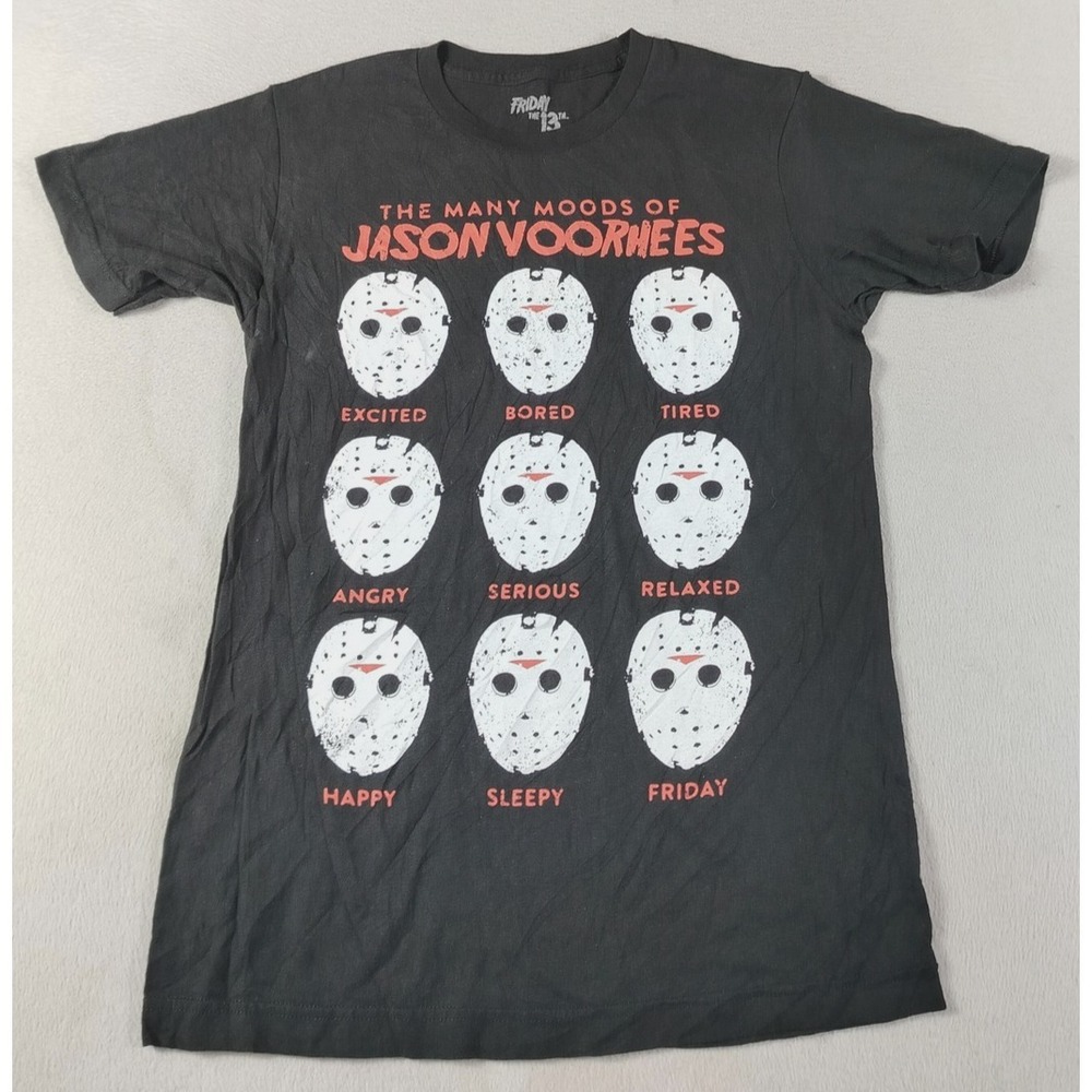 Friday‎ The 13th Shirt Mens Small Black Jason Voorhees Many Moods Graphic Tee